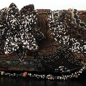 Beaded clutch Evening clutch 3d flower clutch Multicolor beads clutch